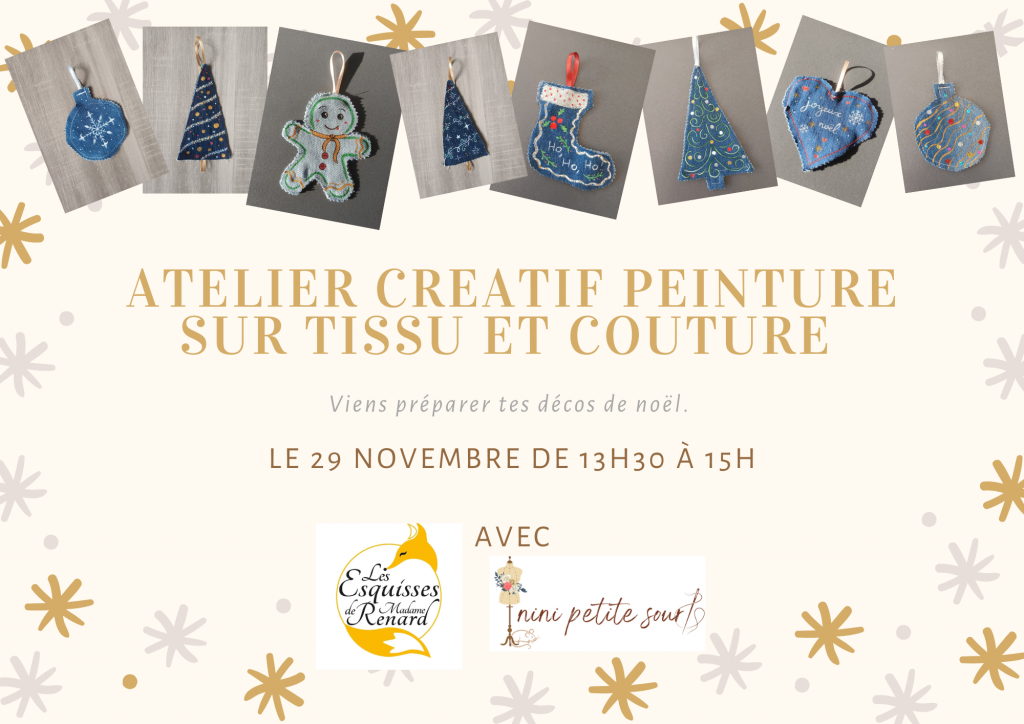 atelier noël peinture sur tissu et couture